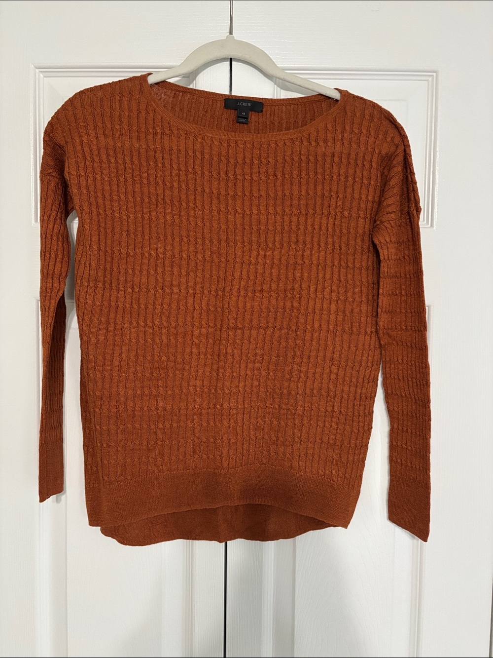 J. Crew Women's Rust Orange Cable Knit Crewneck Sweater